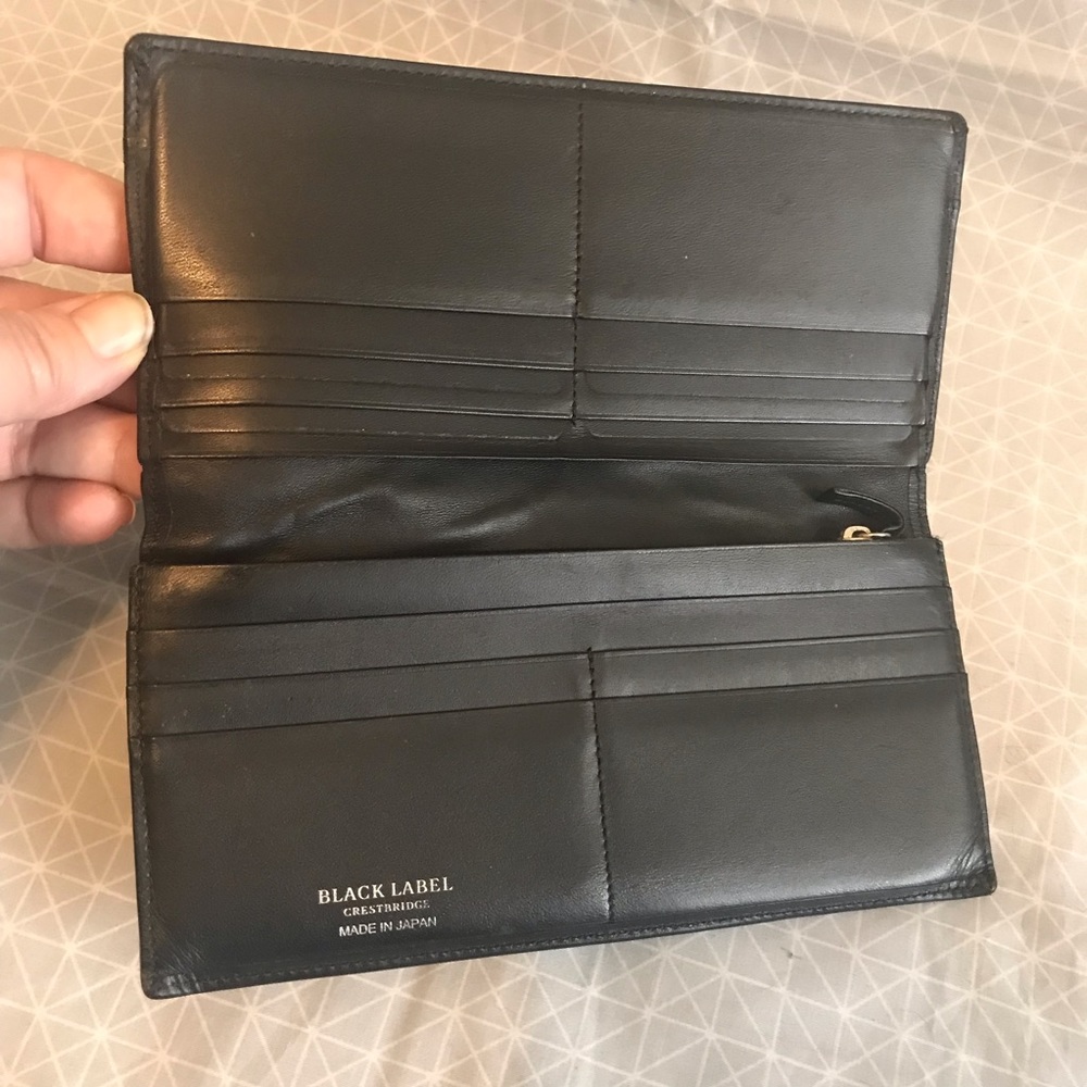Black Label Crestbridge Burberry - Black Leather Glen Plaid Wallet - Picture 3 of 8